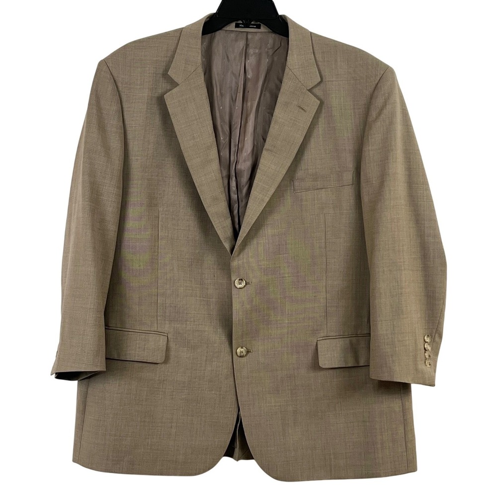 Joseph & Feiss Summer WOOL Tan Blazer 48 Regular 2 Button Sports Coat Men's Read